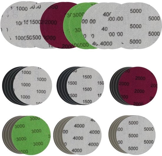 Set di abrasivi multifaccia da 30 pezzi, 75 mm, autoschiumosi, per polire e smerigliare, 1000-5000, per metallo e legno