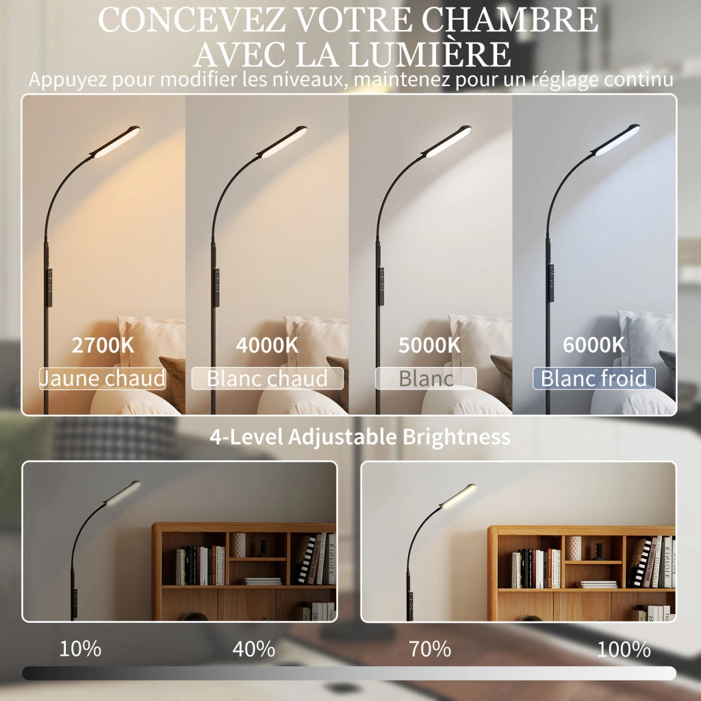 Lampada da terra per soggiorno ¨C Minimal ¨C nero, telecomando, controllo touch, regolabile