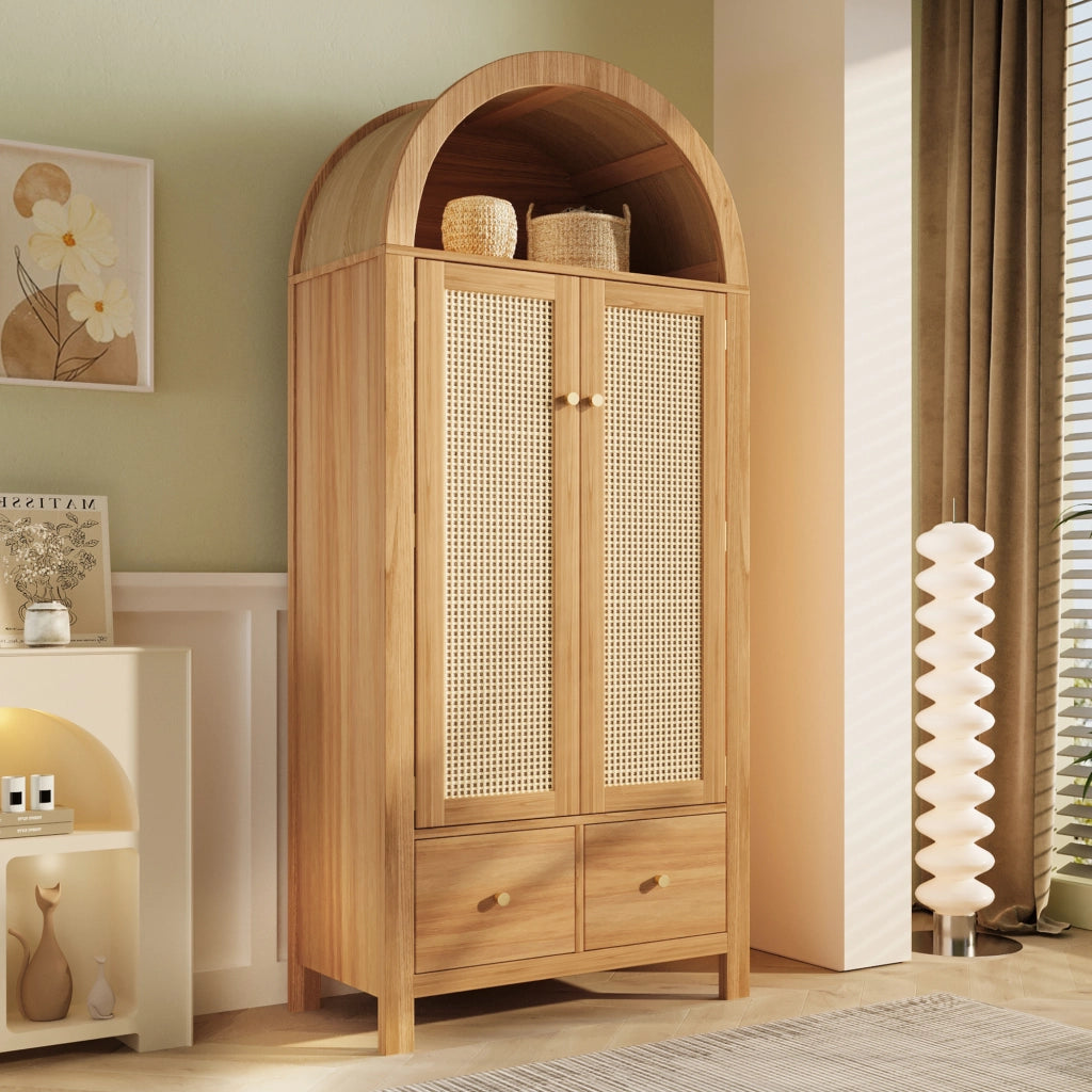 ARMADIO 181x78x45 cm in MDF e metallo effetto rovere, 2 cassetti