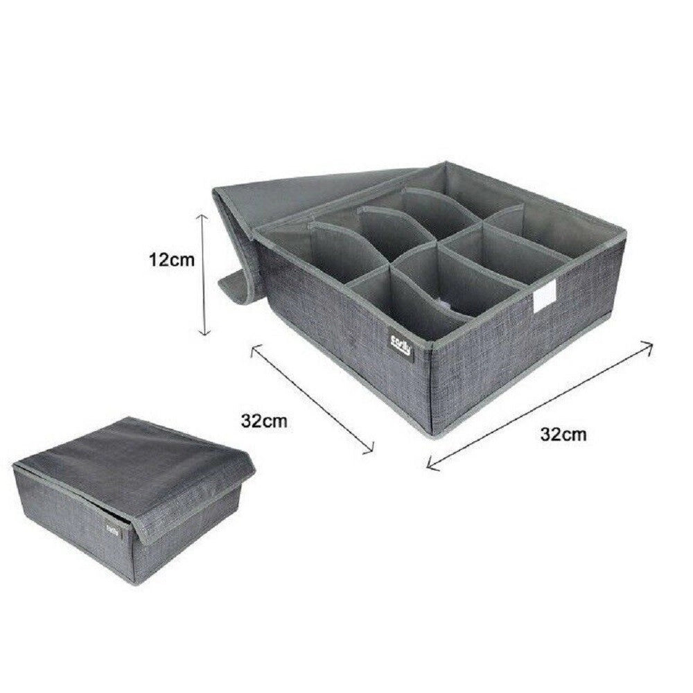 Trade Shop - Portaoggetti Tessuto Organizer Contenitore Biancheria 8 Posti 32x32x12 Cm 69717 -