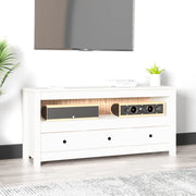 Mobile Porta TV-Credenza per TV Bianco 114x35x52 cm in Legno Massello di Pino