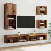 Unità a muro per TV con LED 5 pcs Legno vecchio 3402950