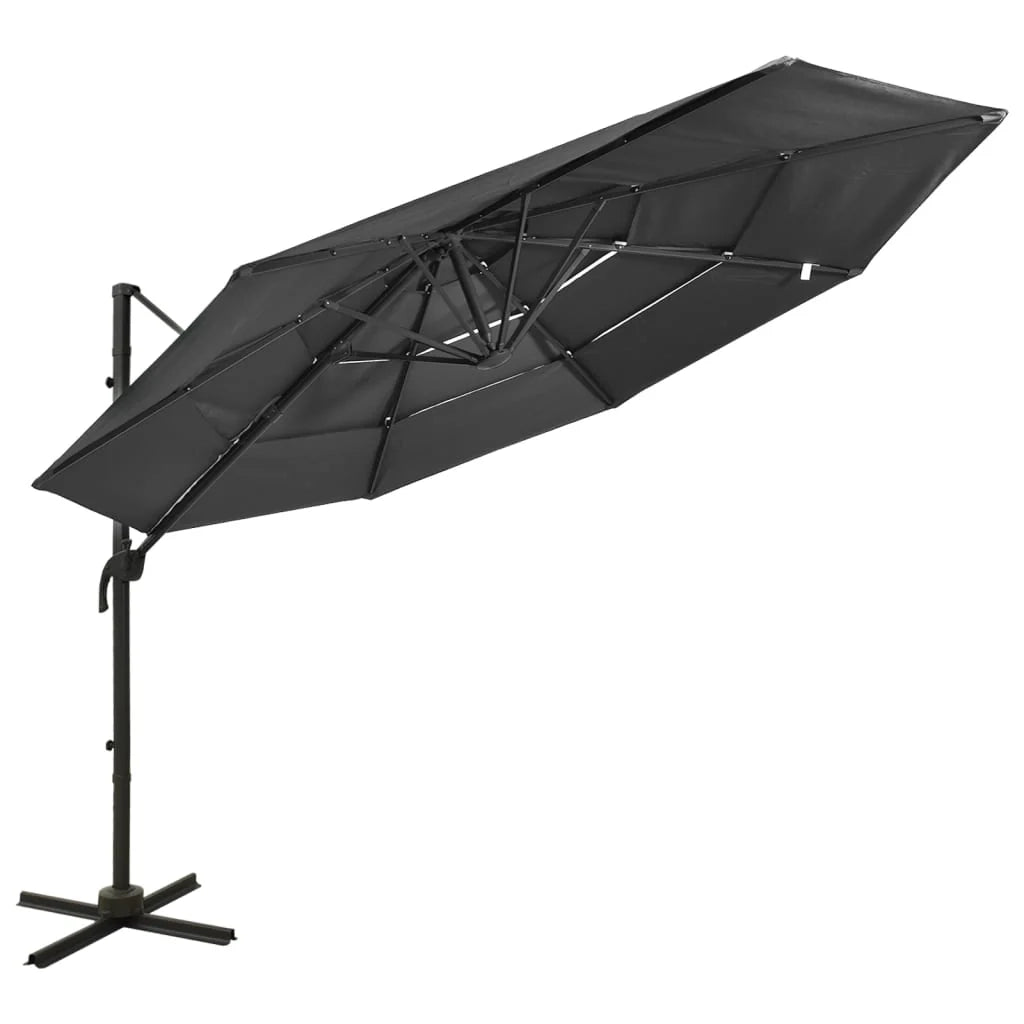 Ombrellone da giardino a quattro livelli con palo in alluminio 3 x 3 m antracite 02_0008785