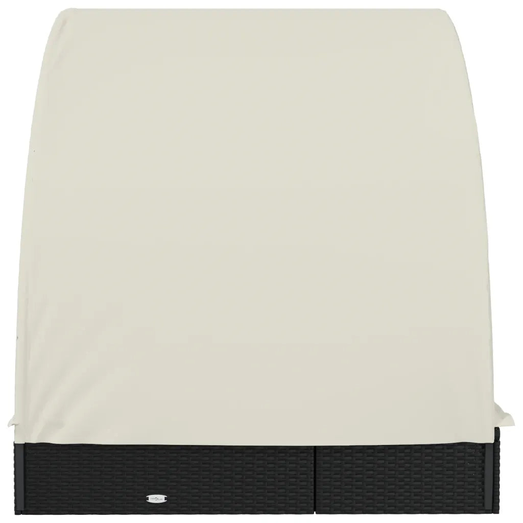 Lettino Doppio Tetto Rotondo Nero 211x112x140 cm in Polyrattan 319654
