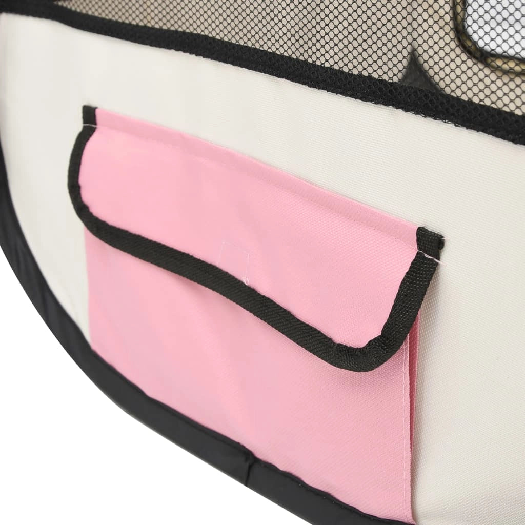 Box pieghevole per cani con borsa per il trasporto 145 x 145 x 61 cm rosa 02_0001732