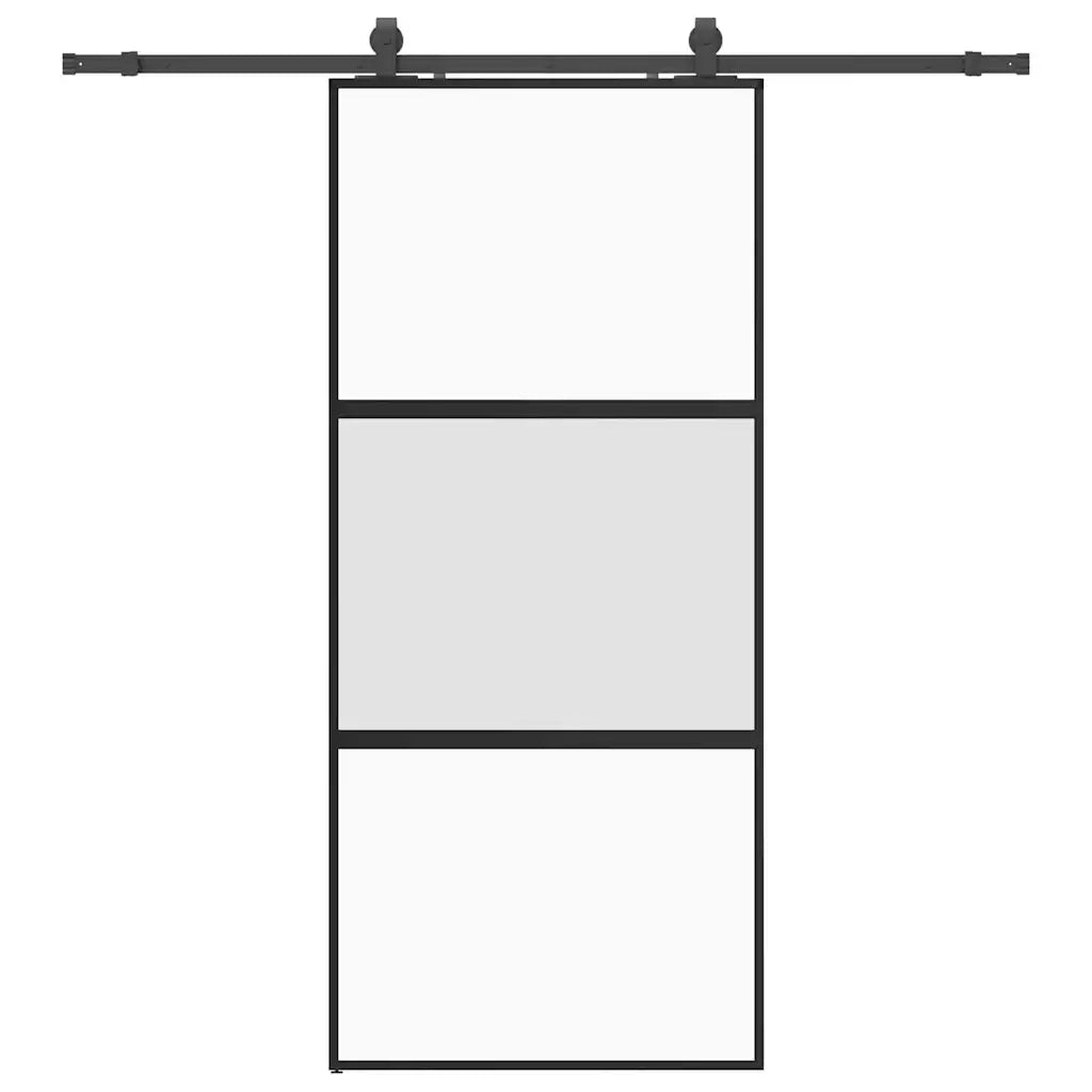 vidaXL Porta Scorrevole Set Ferramenta Nera 90x205 cm Vetro Temperato