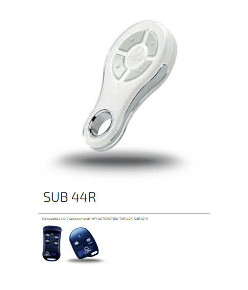 RADIOCOMANDO RESISTENTE ALL'ACQUA 4 CANALI BIANCO 433 MHZ KEY AUTOMATION SUB44WR