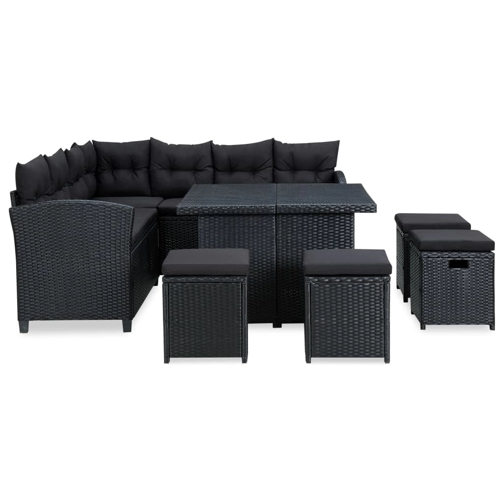 Set di mobili da giardino mobili da esterno 6 pezzi con cuscini resina intrecciata nera 02_0016930