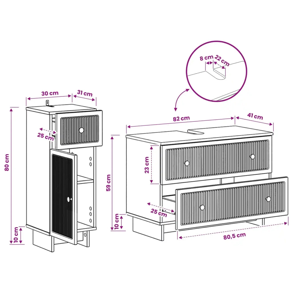 Set di Armadi da Bagno da 2 Pezzi EDE Rovere Fumo 3417662