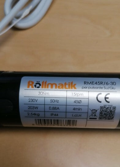 Motore per tapparelle con telecomando 30 Nm - 60Kg (finecorsa elettronici 6 fili)