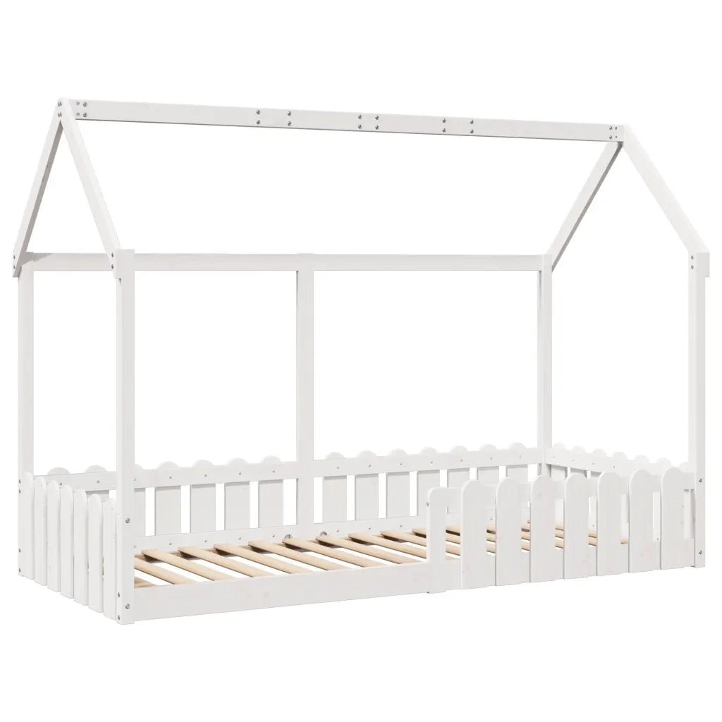 Giroletto Casetta Bambini | Letto Infantile | Lettino Bianco 90x190 cm Legno Massello Pino