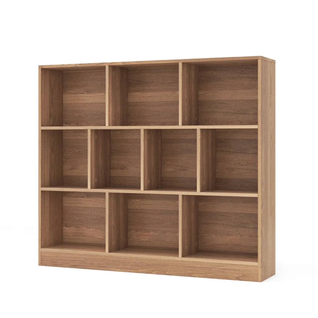 Libreria a 10 scomparti 120 x 24 x 104 cm versatile contenitore in legno naturale 20_0017783