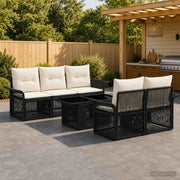 Set Divano da Giardino 6 pz Nero e Bianco Crema polyrattan 3436591