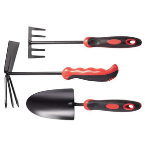 SET 3 ATTREZZI IN ACCIAIO CON MANICO GOMMATO.