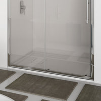 Porta scorrevole 117-121 cm, vetro trasparente 6 mm, h. 1,95, cerniere sganciabili- new plus