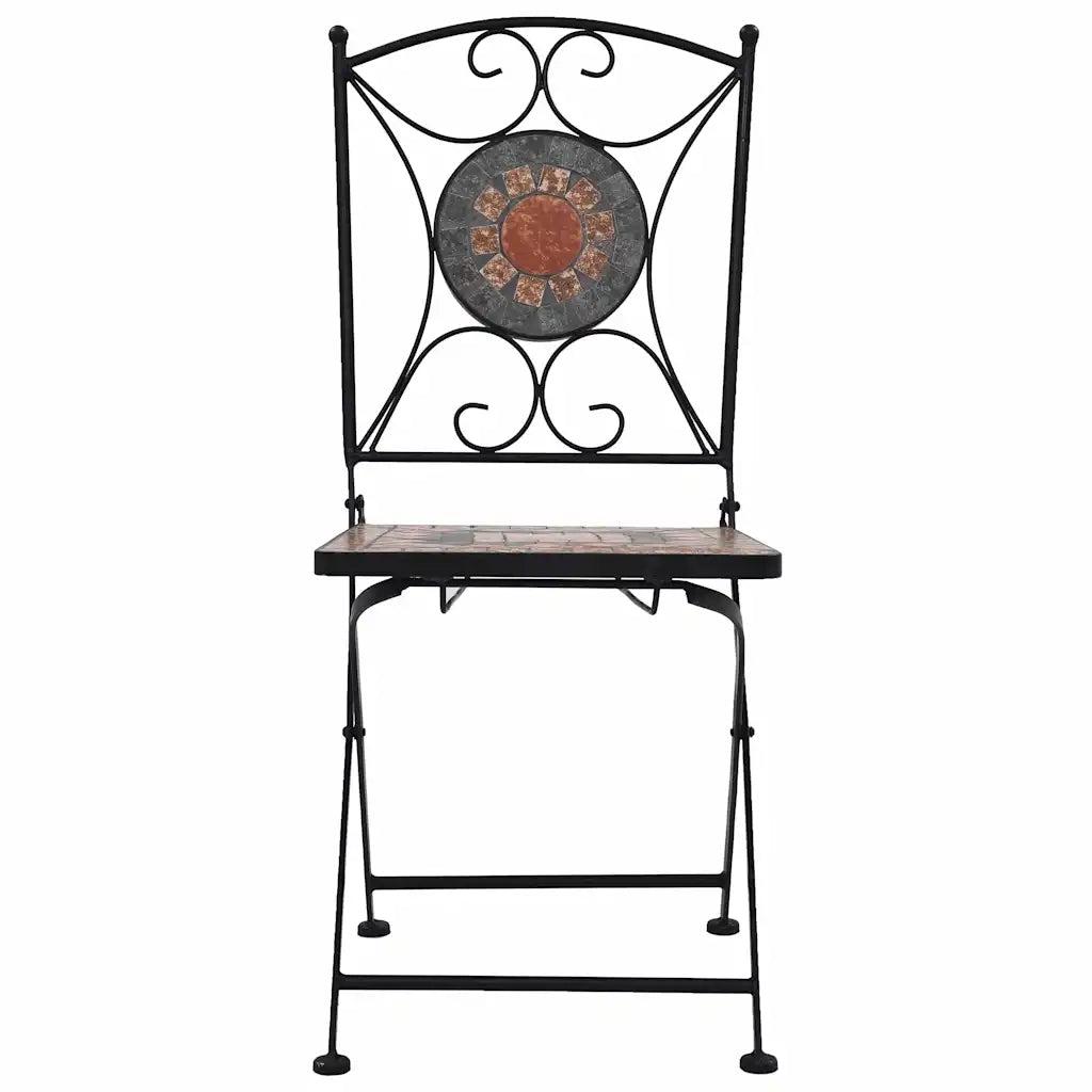 Sedie da Bistr¨° con Mosaico 2 pz | Sedie da Esterno Arancio/Grigio
