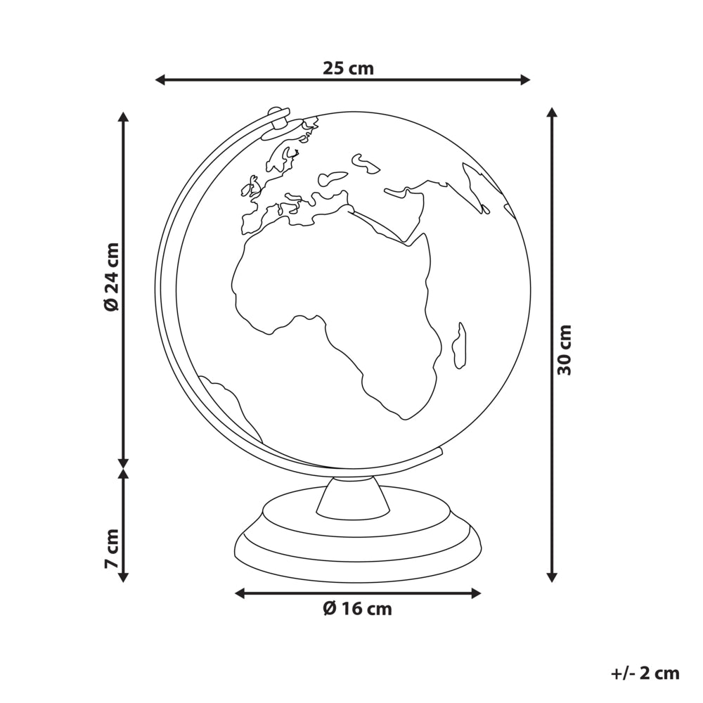 Globo Giallo Sintetico con LED Decorativo 25 cm Sfera Mondo Studio Ufficio Arredamento Moderno