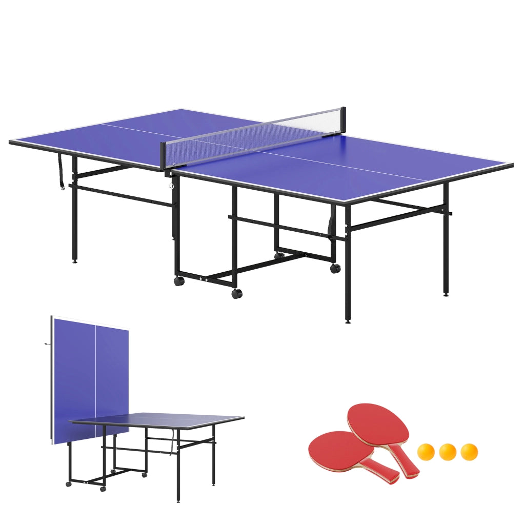 Tavolo da ping pong pieghevole ¨C zephmum ¨C 274x152,5x76 cm, blu, metallo