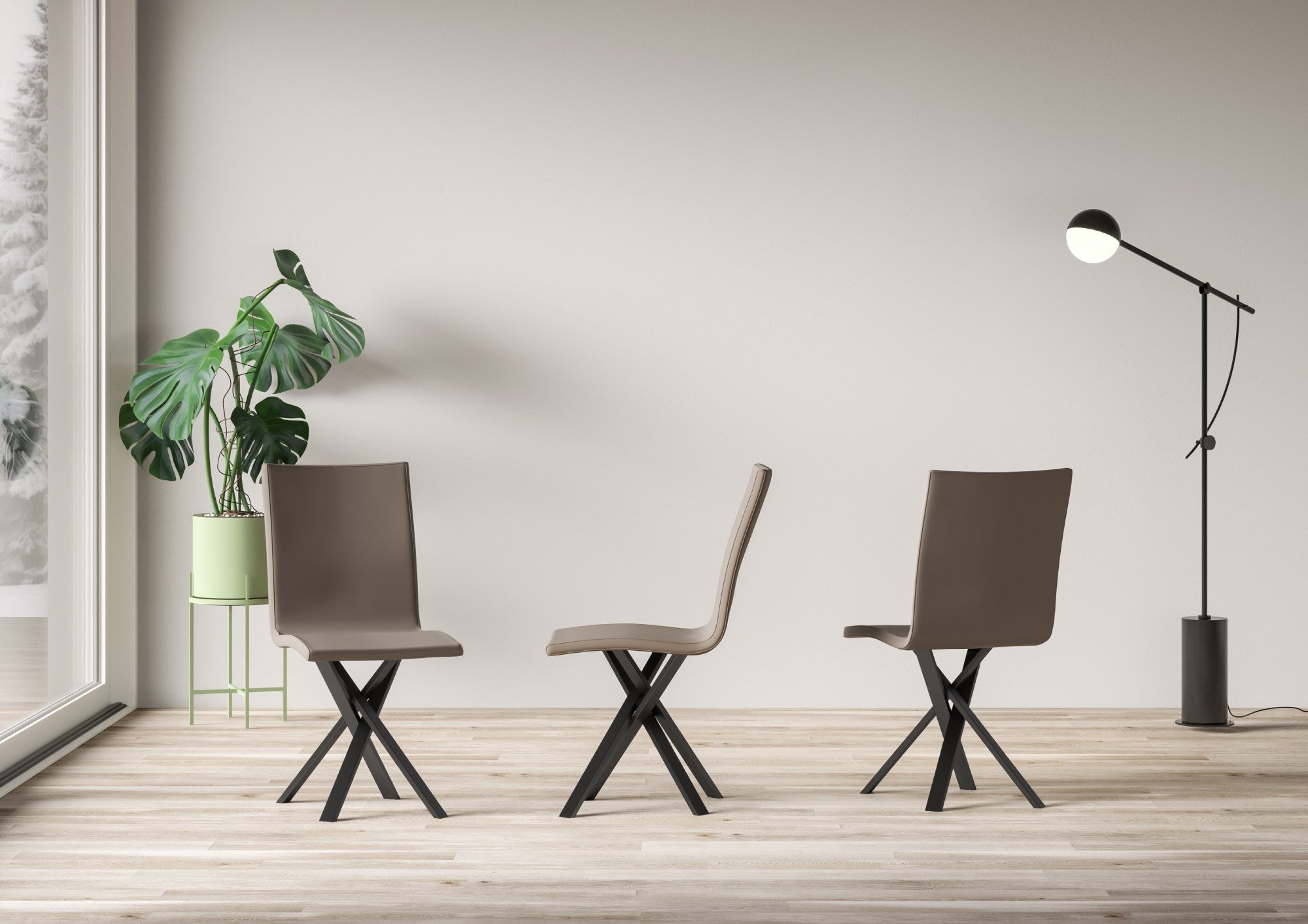 Sedia 40/44x42x86 cm Aury gambe Antracite in Similpelle Tortora