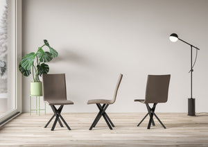 Sedia 40/44x42x86 cm Aury gambe Antracite in Similpelle Tortora