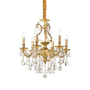 Lampadario Classico Gioconda Metallo-Cristallo Oro 6 Luci E14
