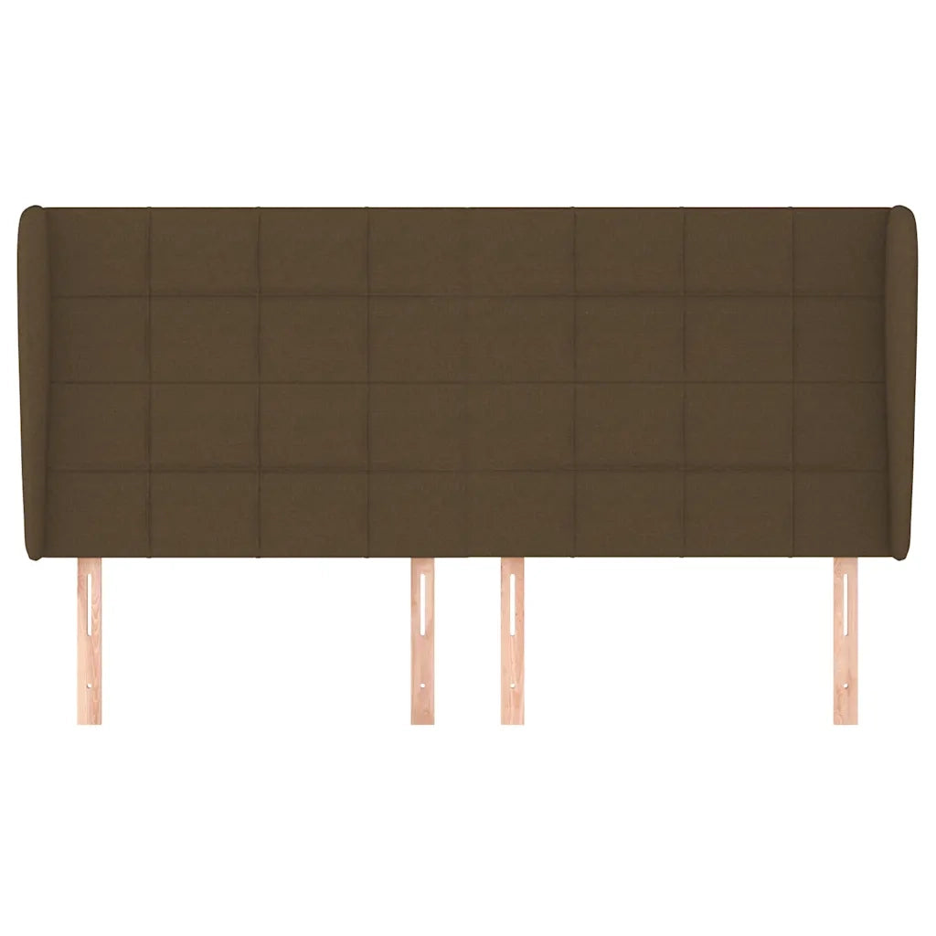 Testiera ad Orecchio-Testata con Orecchie Marrone Scuro 183x23x118/128 cm in Tessuto 318452