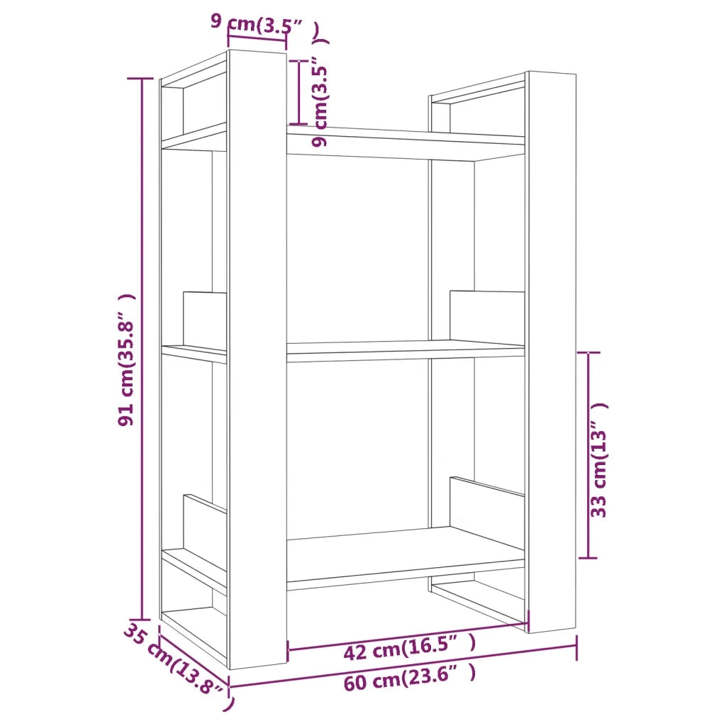 Libreria/Divisorio Bianco 60x35x91 cm in Legno Massello di Pino 813880