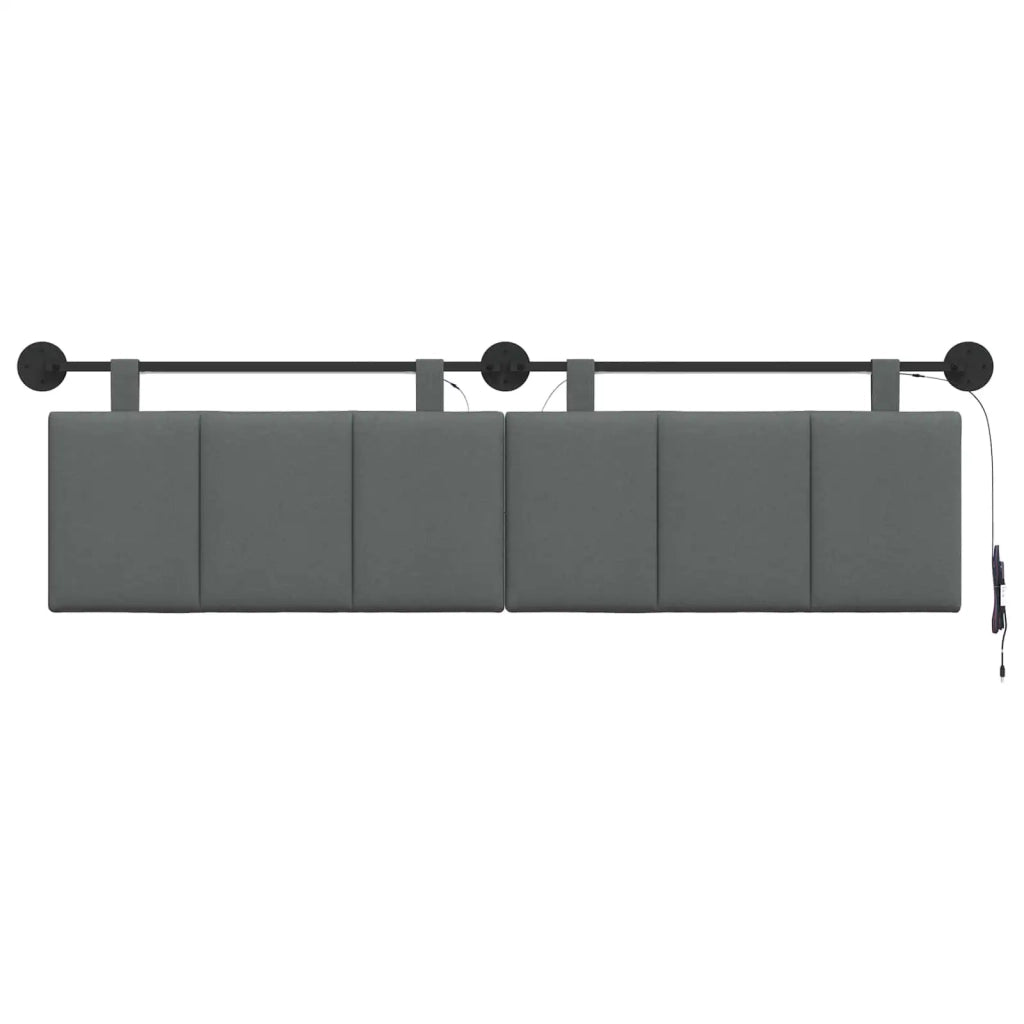 Testiera sospesa Con luce LED Grigio Scuro Tessuto