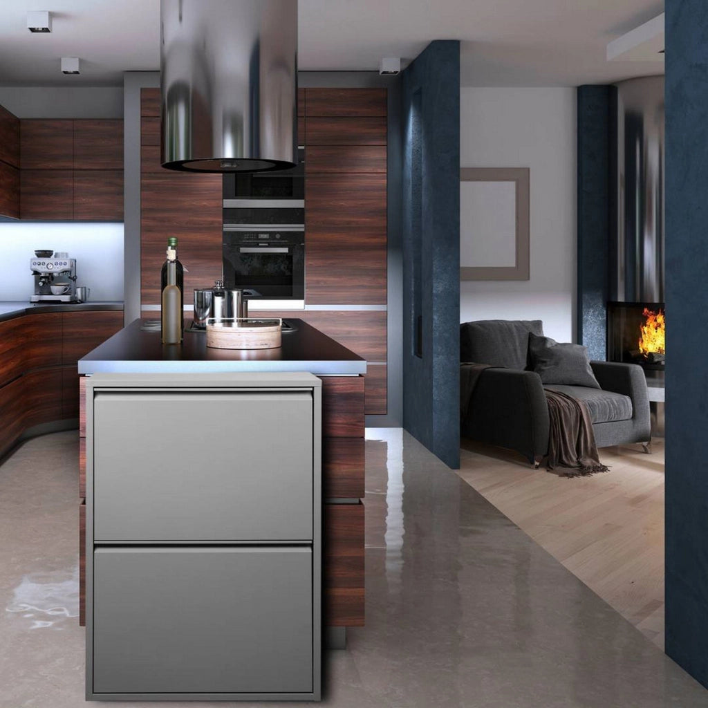 Contenitore per Rifiuti Anukhatun, Pattumiera Capacità 72 (18 per Secchio), 60x25x93h cm Grigio