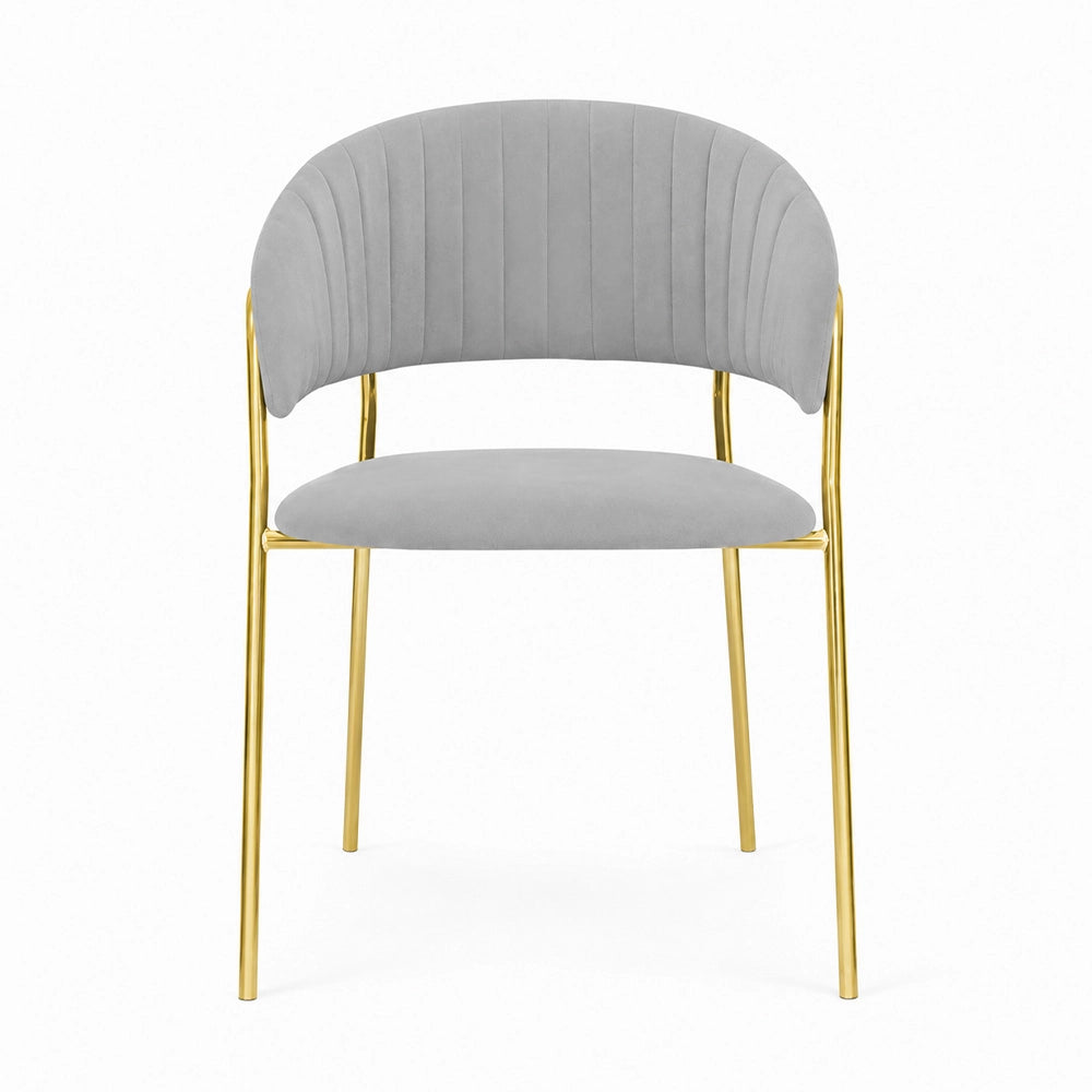 Sedie da sala da pranzo set da 2 Aurelia con schienale in velluto grigio