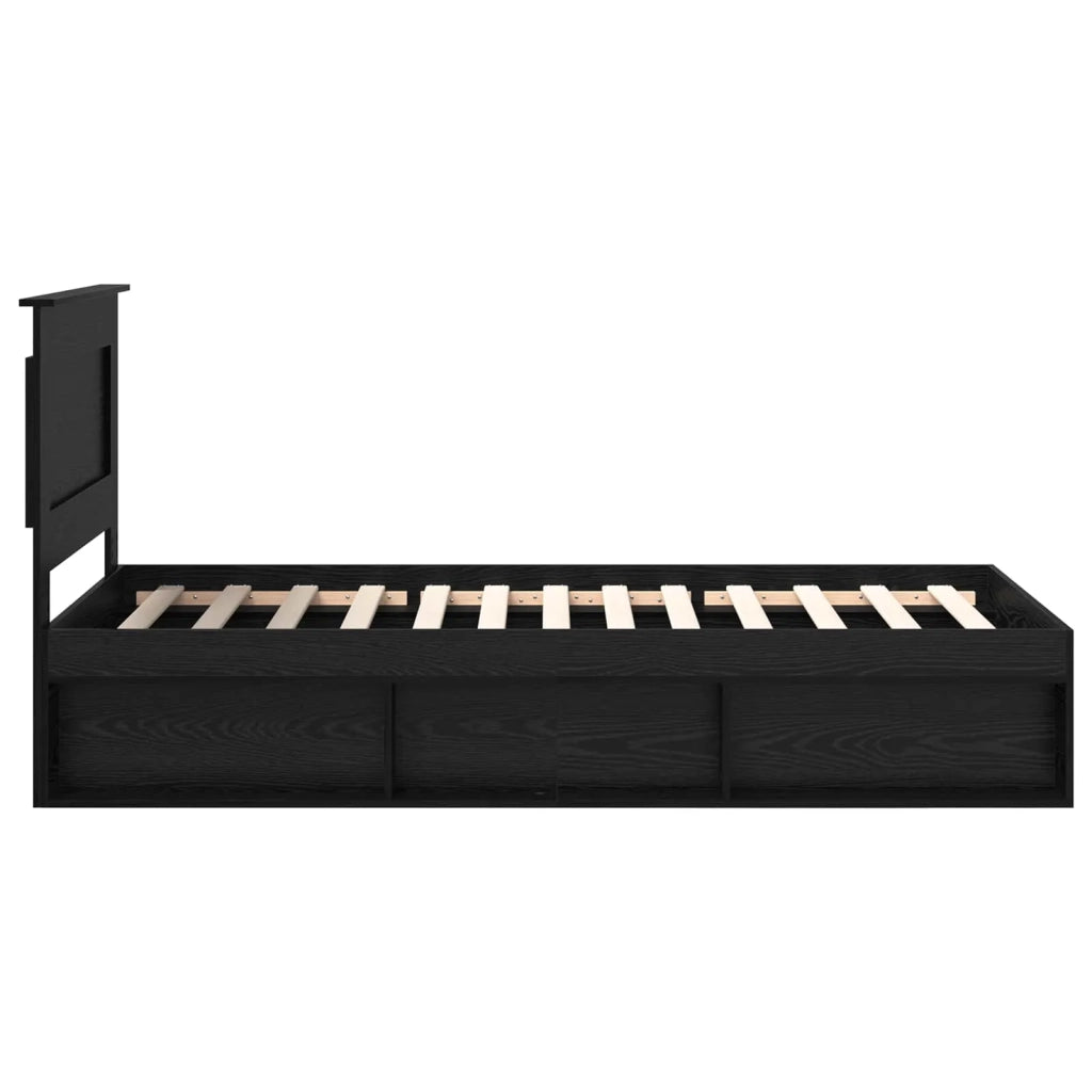 Struttura del letto con testiera Nero 90 x 190 cm Pino massello 3410129