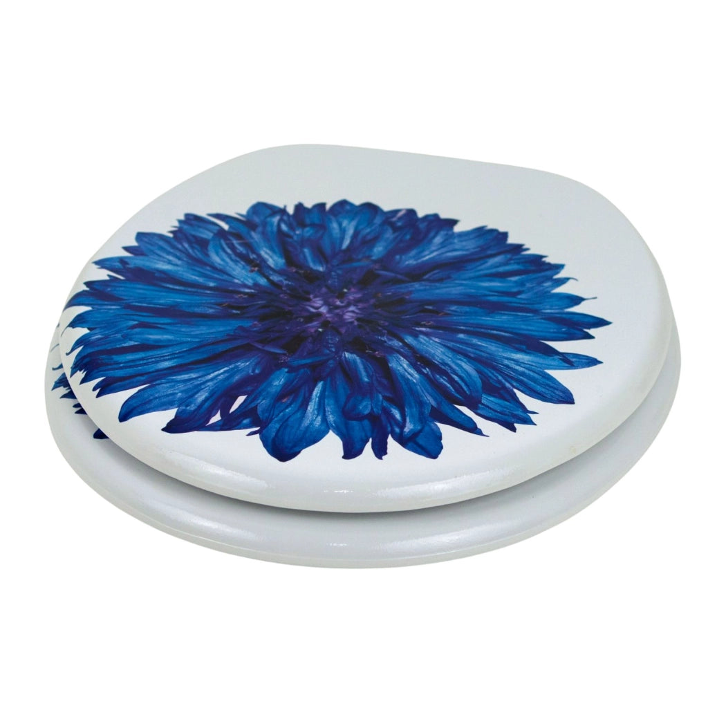Sedile wc copri vater universale frizionato fantasia in mdf chiusura rallentata *** fantasia blue flower, confezione 1