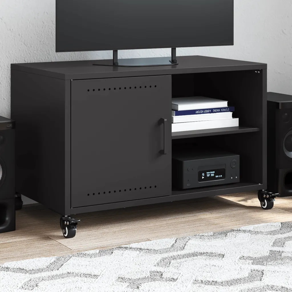 Mobile TV Nero 68x39x43,5 cm in Acciaio
