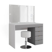 Vicco Tavolo da toeletta Bianco/grigio/grigio 115 cm con illuminazione LED e sgabello
