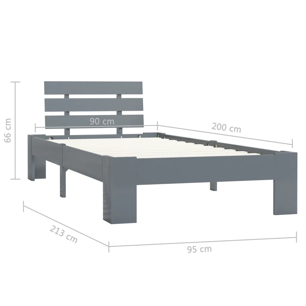Giroletto senza Materasso-Struttura Letto Grigio 90x200 cm in Legno di Pino 813018