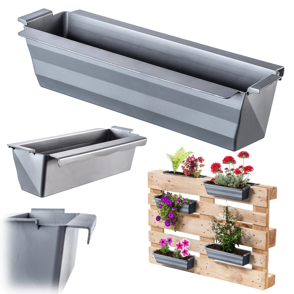 Vaso da fiori KADAX, vasi per Europallets, scatola da 40 cm, 12 pezzi