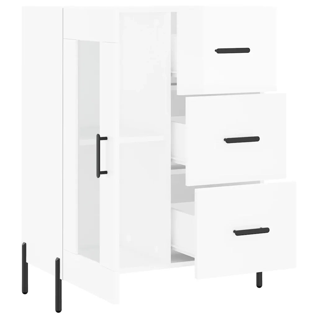 Credenza-Buffet-Armadio da cucina 69,5x34x90 cm in Legno Multistrato Bianco Lucido 371190