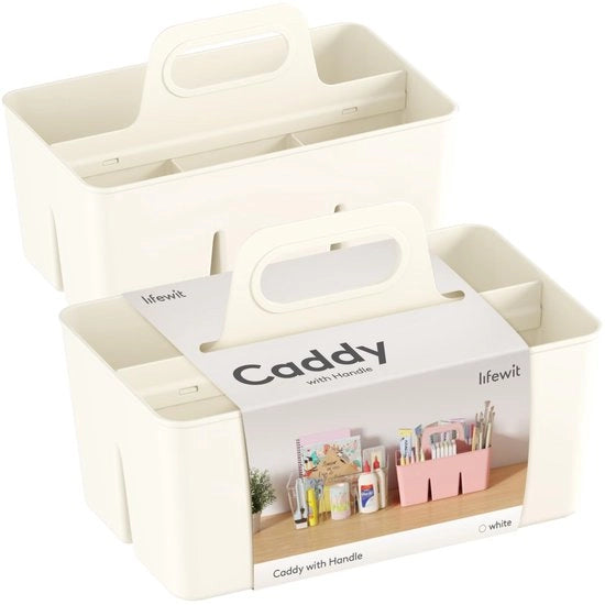 Organizzatore di Cassetta Plastica per Pennelli e Oggetti per la Bagno/Kitchen, 2 Pezzi, Bianco