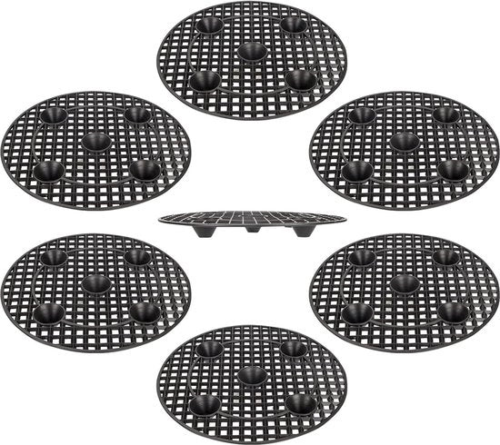 Set di sollevamento di pianta da tavolo - 30 cm/12 pollici - Pacchetto da 6 - Supporto per piante rotondo nero - Stabilizzatore per piante in plastica - Per uso interno ed esterno - Protezione per pavimento di giardino