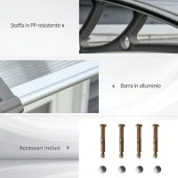 Tettoia Moderna in Policarbonato, Alluminio e PP per Balconi, Finestre e Porte, 110x60x18 cm
