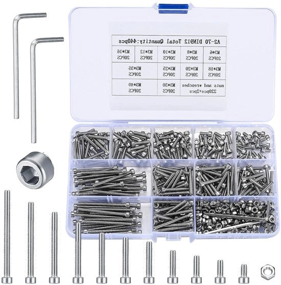 Assortimento a Delimitazione M3 a Vite e Chiodo - Viti in Acciaio Inossidabile, Viti a 6 Ghiaccio, Chiodi