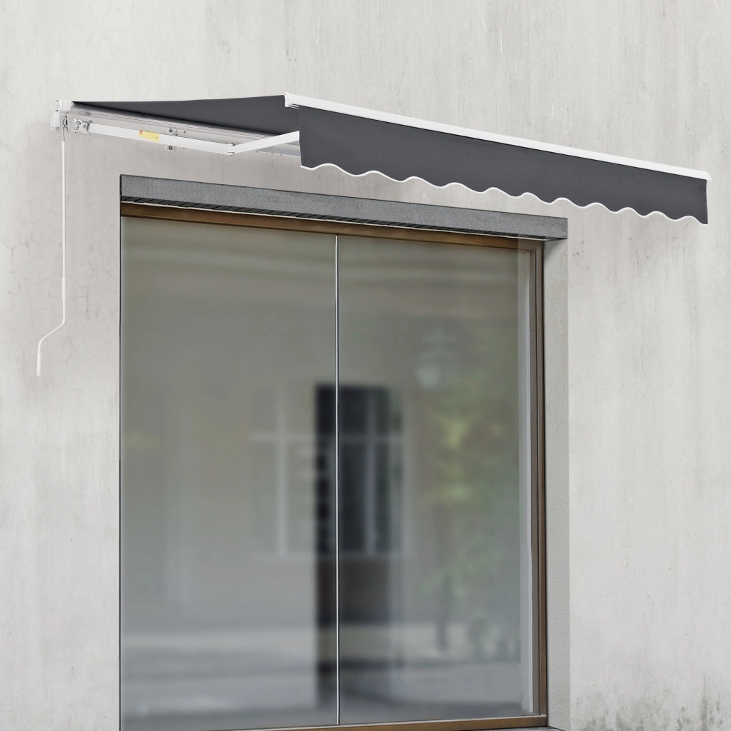 Tenda da Sole a Muro Bitonto con Bracci Estensibili e Manovella 350 x 250 cm (LxP) Grigio Scuro [en.casa]