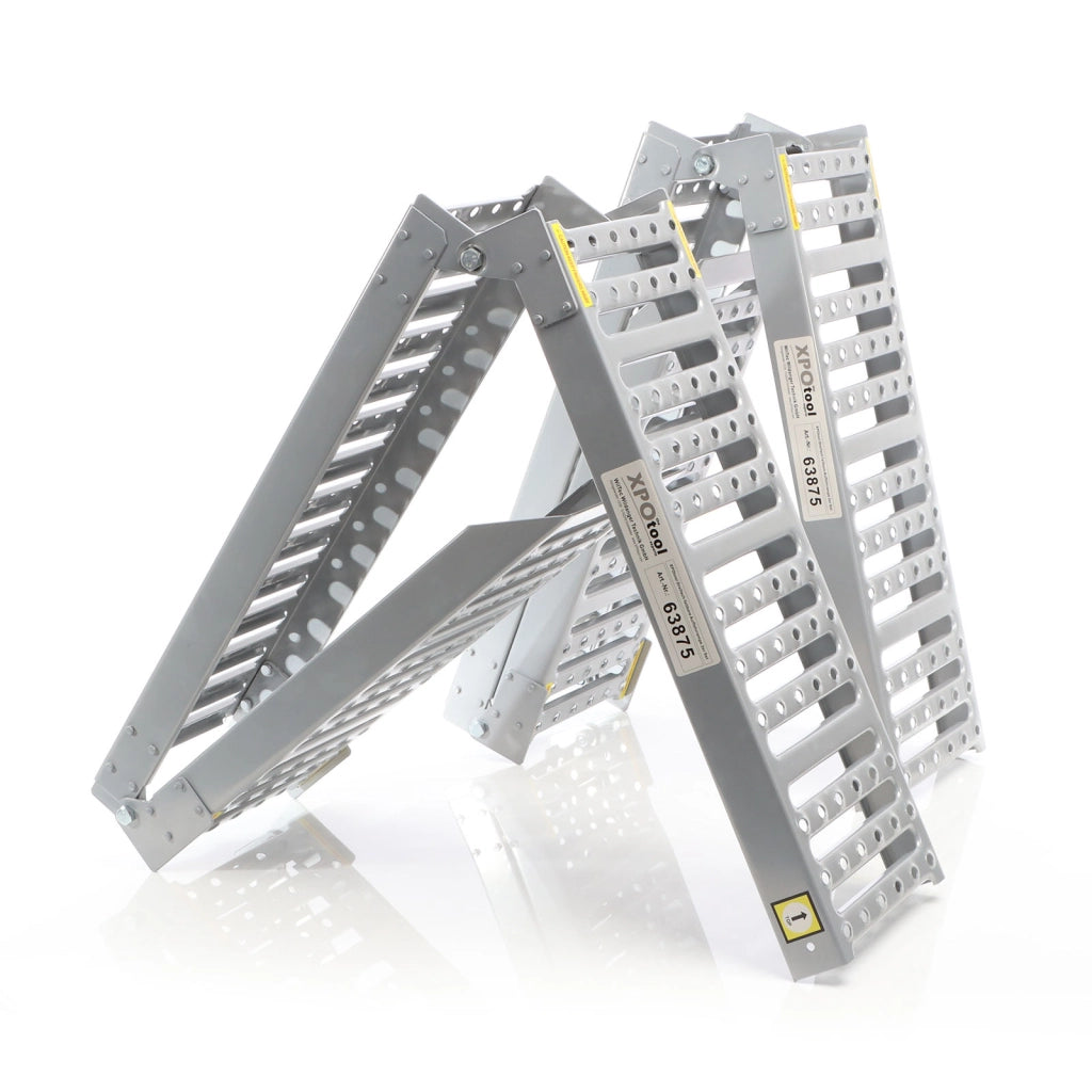 Set 2 rampe di carico pieghevoli in 3 parti max. 800kg 195,5x23cm, acciaio antiscivolo per moto