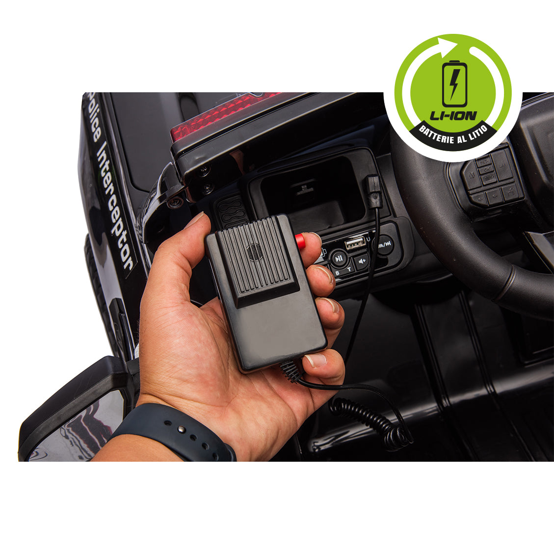 Macchina Elettrica per Bambini Licenza Ufficiale Ford Raptor Police 10,8V Bianco e Nero