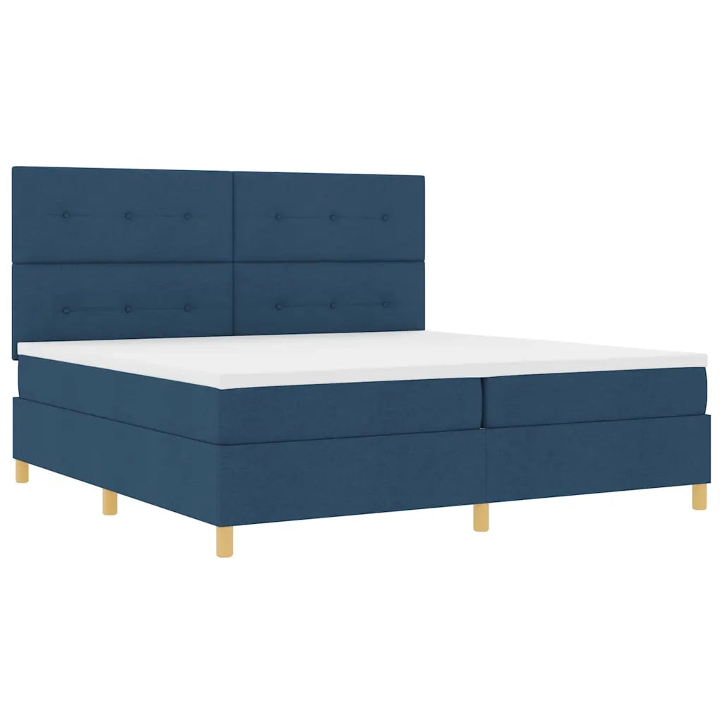 Letto a Sorgente LED con materasso Blu 200 x 200 cm Tessuto