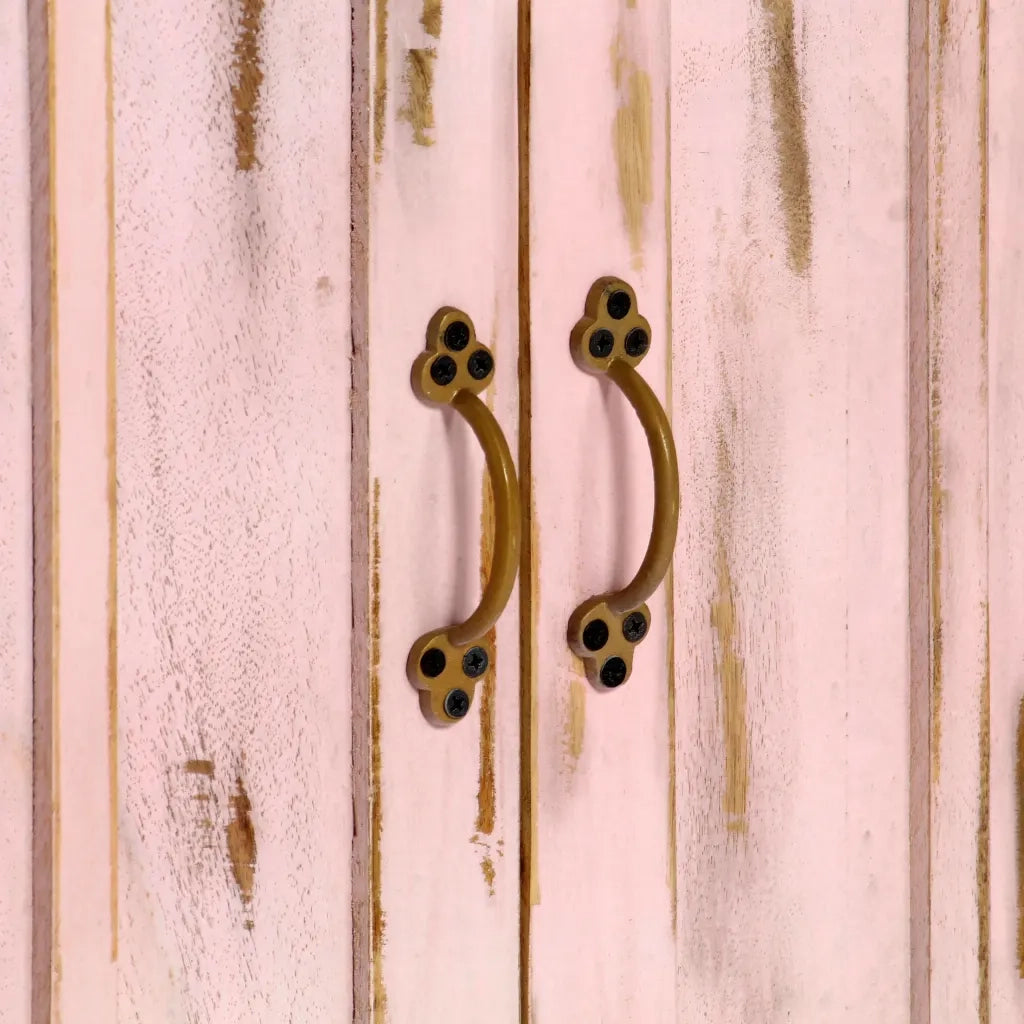 Credenza Rosa Chiaro 110x35x70 cm in Legno Massello di Mango 247764