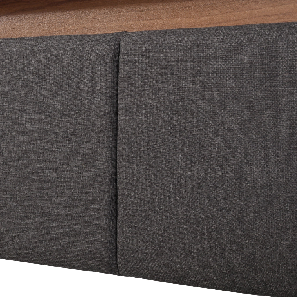 Letto imbottito 160x200 cm grigio scuro con LED, rete a doghe e contenitore sottoletto