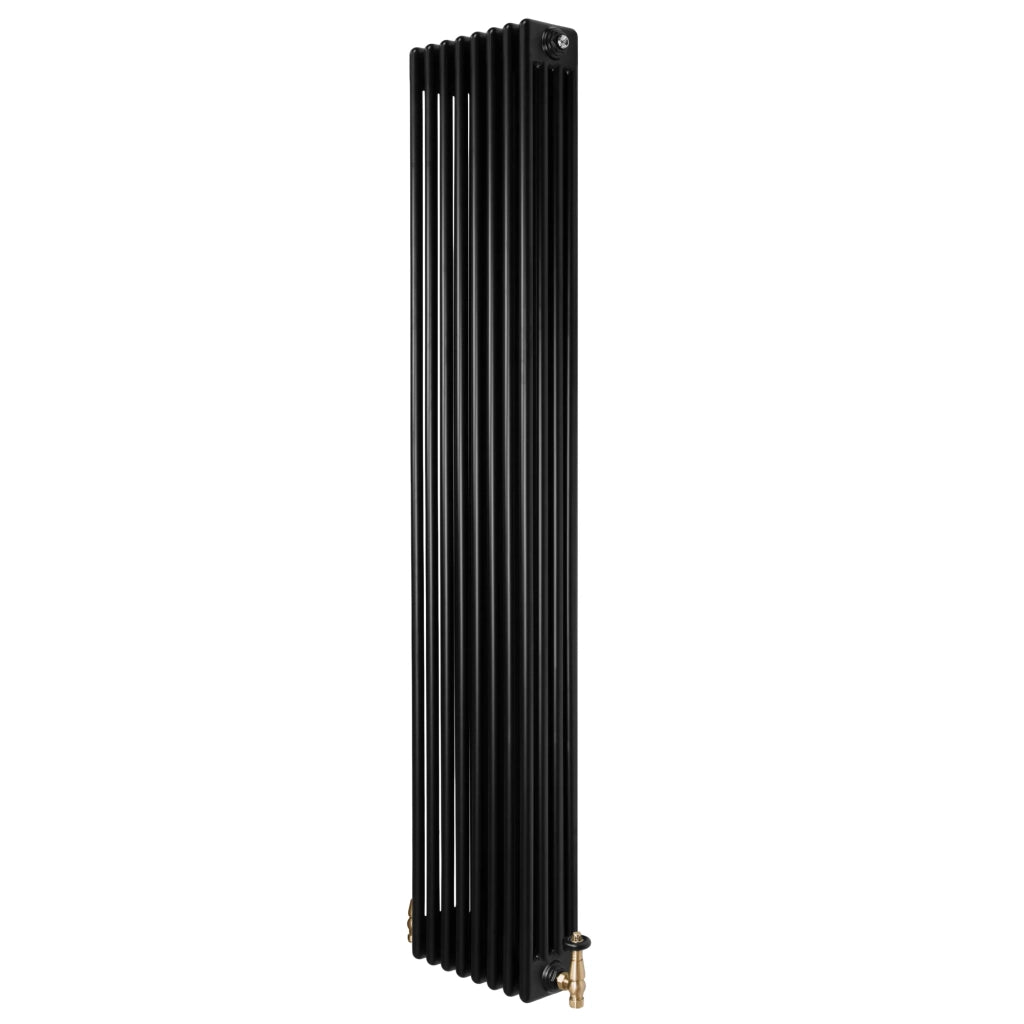 Radiatore Tradizionale 4 Colonne Verticale Riscaldamento Nero & Valvole 1800x380 mm