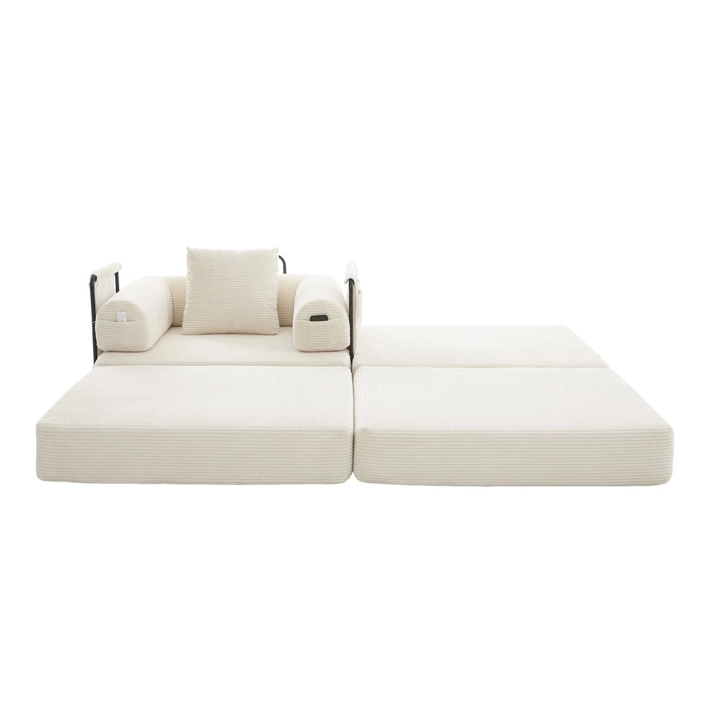 Poltrona Relax con Poggiapiedi e Cuscino ¨C Xylo ¨C Tessuto a Coste, Braccioli, Struttura in Metallo