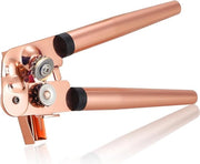 Dekselopener manuale, Blikopener premium in acciaio inossidabile, Senza bordi taglienti, Blikopener manuale con manico e grande pulsante, Blikopener flesopener con disco tagliente trattato, Oro.